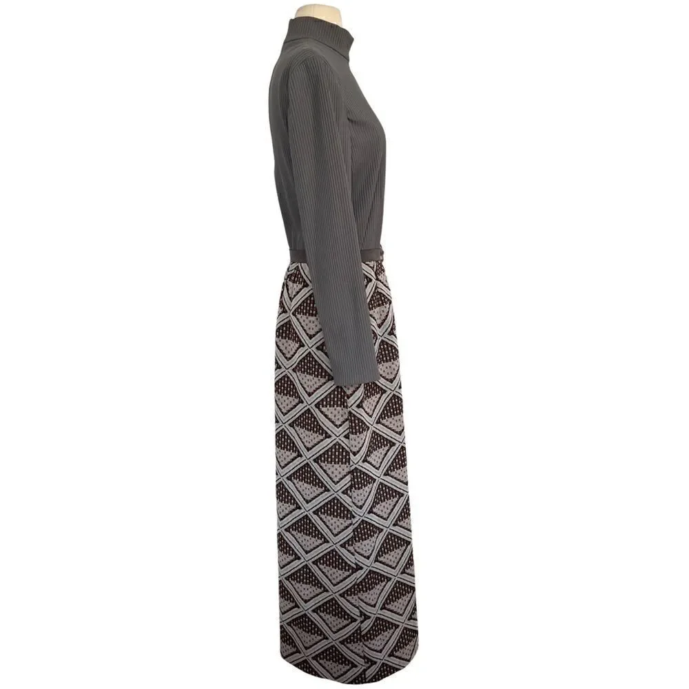 Swoonworthy Vintage 70s Boho Hippie 3 Piece Belted Vest Maxi Dress Set